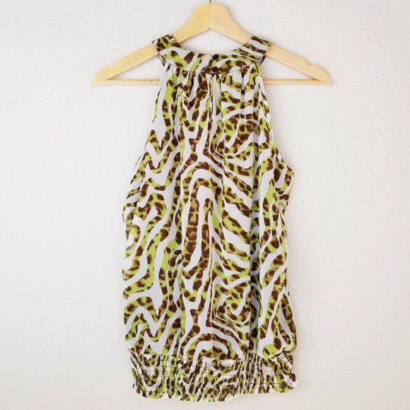 Adiva Blouse Leopard Print Pleated Sleeveless sz S - Picture 4 of 10